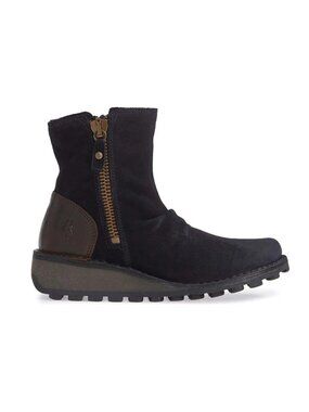New! FLY London Mong944Fly Ankle Boot Black Suede Size 37 EU 7 US DD24